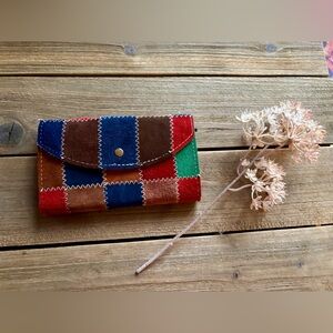 Colorful Patchwork Suede Wallet